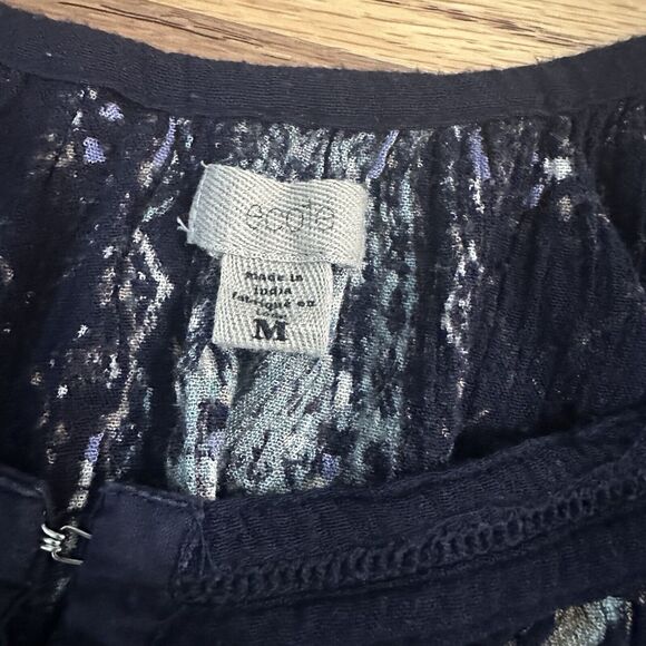 Ecote Blouse, Bohemian, Navy Blue, Off the Shoulder, Flowy, Medium - Picture 7 of 11